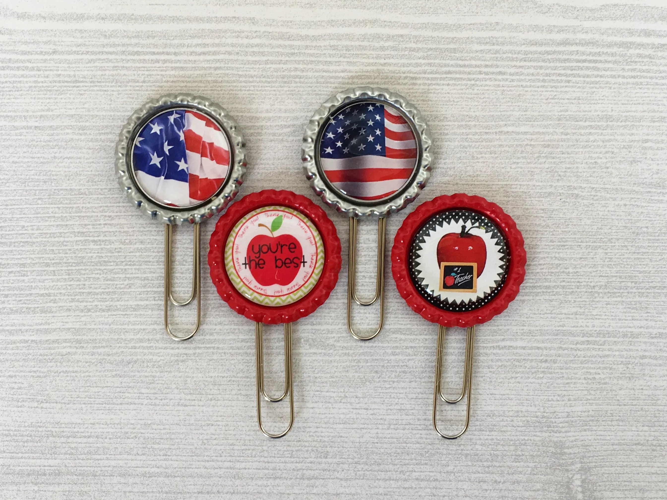 Teacher and American Flag Planner Clips