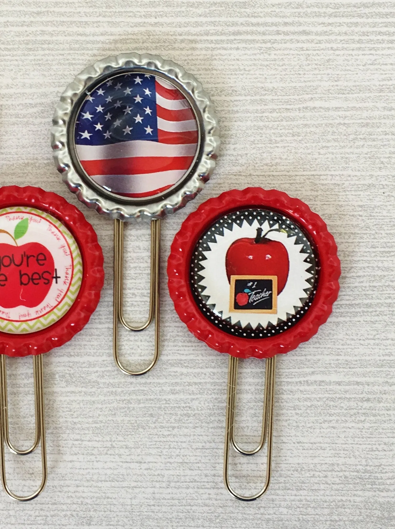Teacher and American Flag Planner Clips