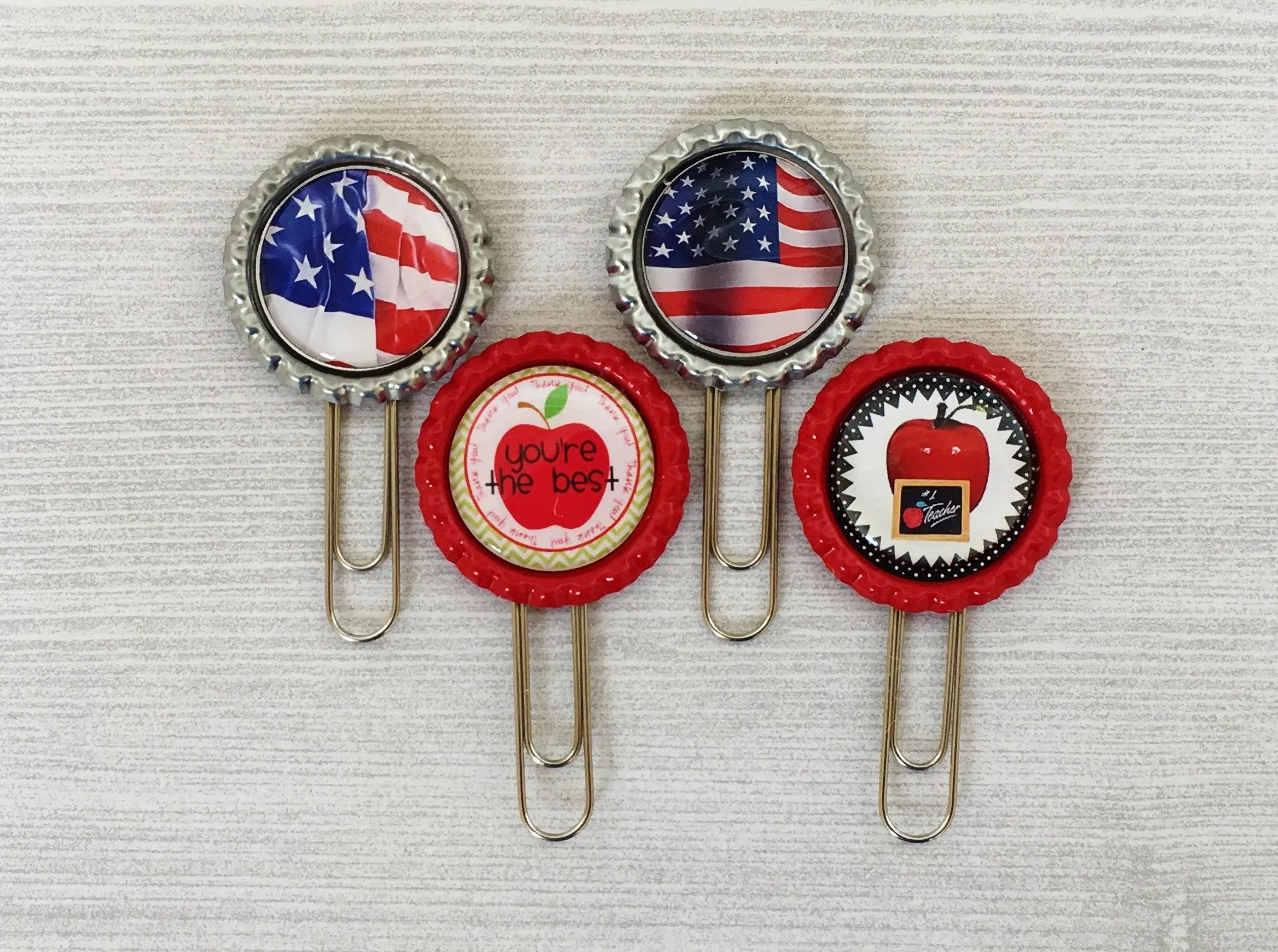 Teacher and American Flag Planner Clips