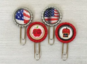 Teacher and American Flag Planner Clips