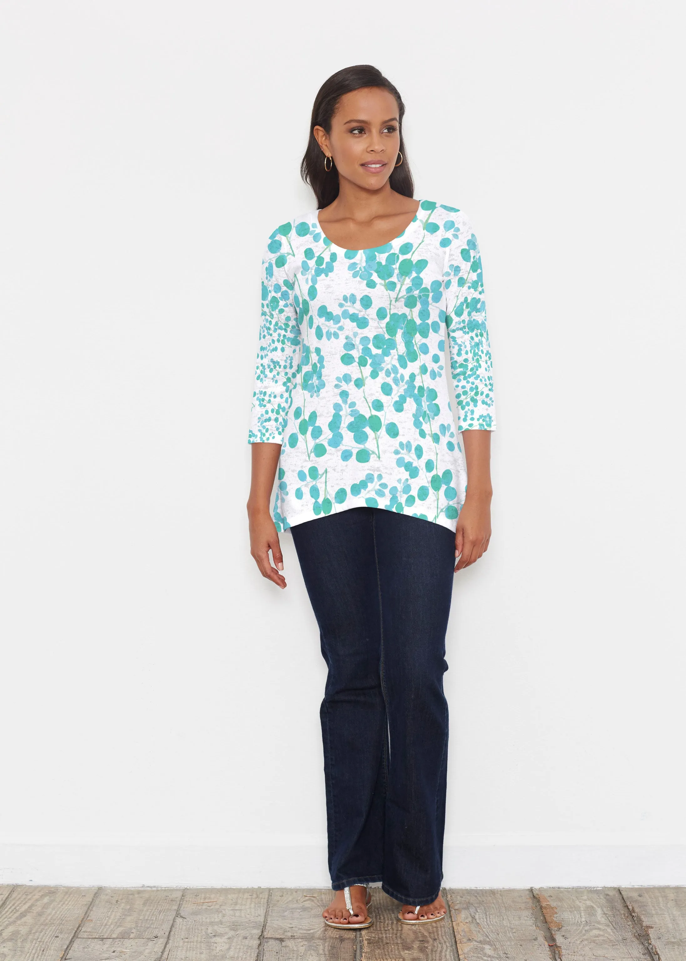 Teal Pome (7863) ~ Katherine Hi-Lo Thermal Tunic