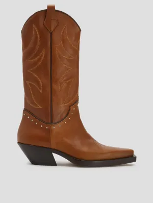 TERENCE WESTERN BOOT IN TOBACCO VACCHETTA