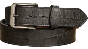 The Chomper: Men's Black Stitched Alligator Design Leather Belt 1.50"
