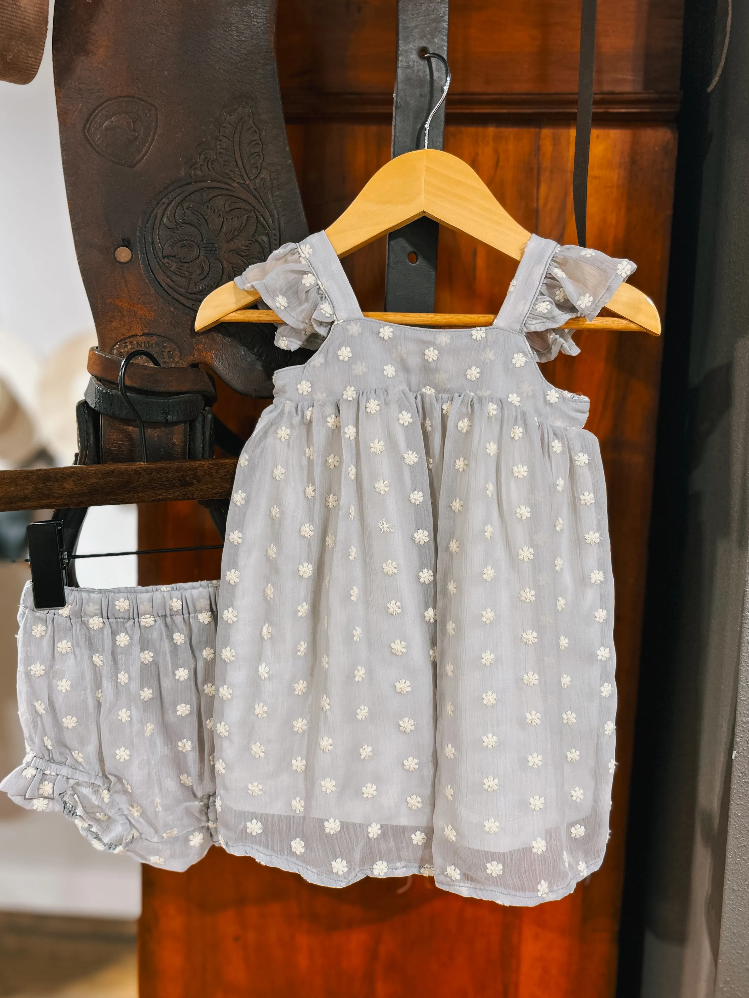 The Georgie Dress & Bloomer Set (9-12Mo) Dove Grey