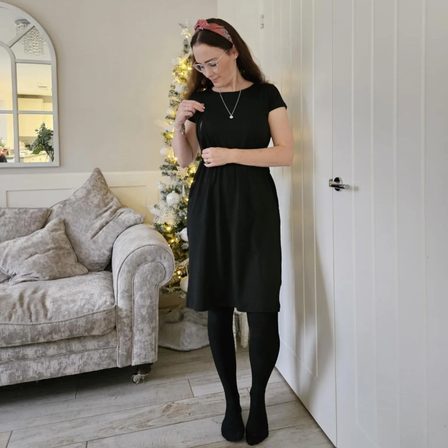 The Knee Length Breastfeeding Dress - Classic Black
