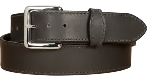 The Lakota: Black Stitched Water Buffalo Leather Belt With Snaps 1.50"