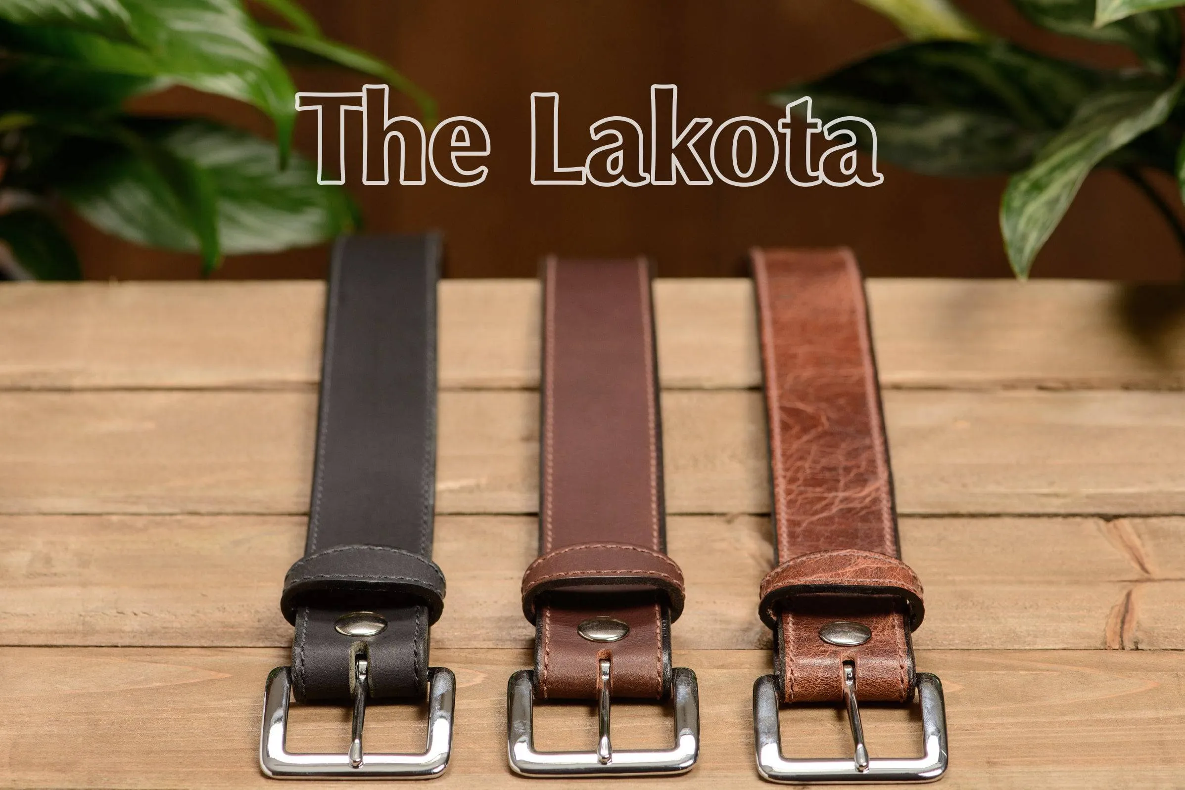 The Lakota: Rustic Brown Stitched Water Buffalo Leather Belt With Snaps 1.50"