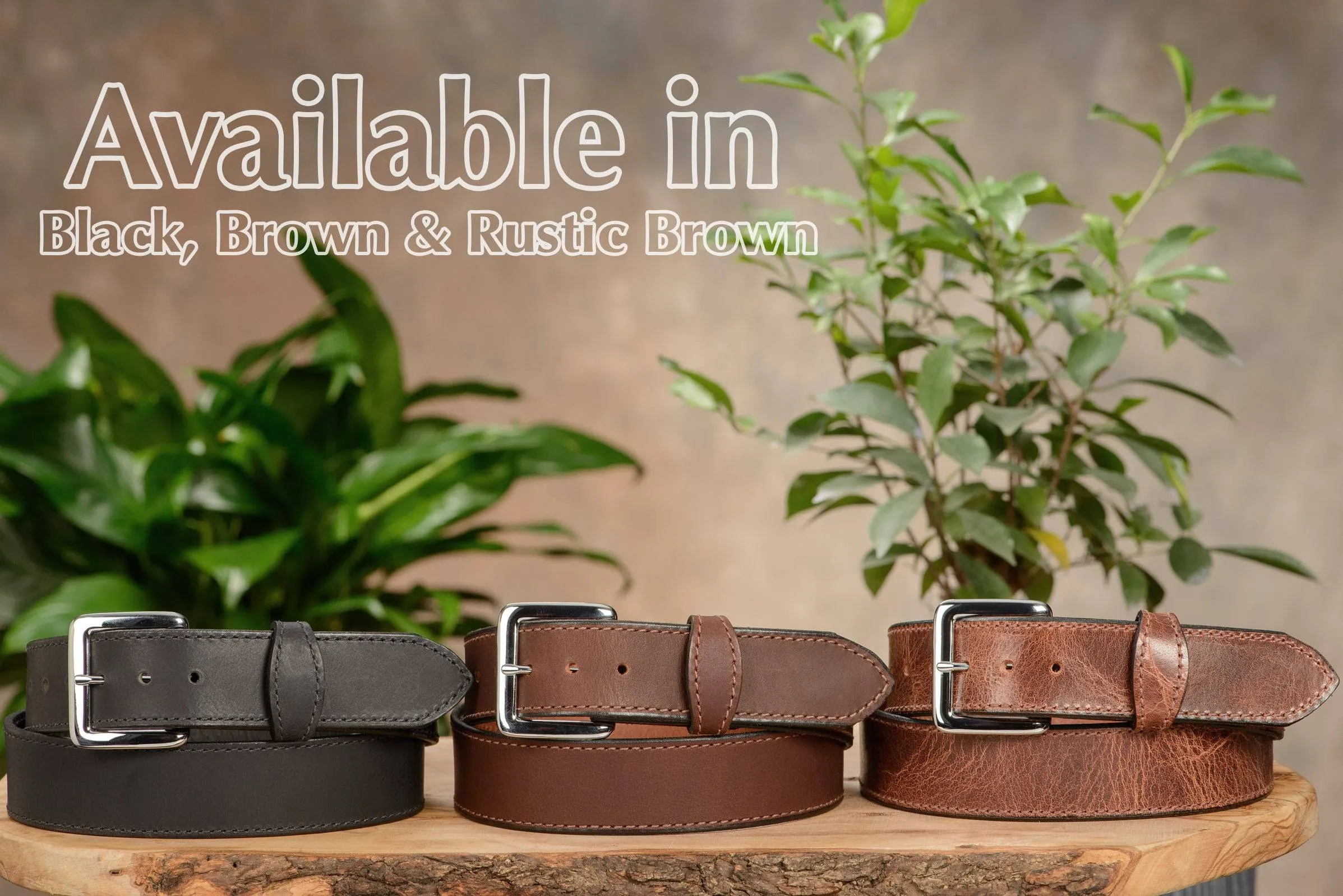 The Lakota: Rustic Brown Stitched Water Buffalo Leather Belt With Snaps 1.50"