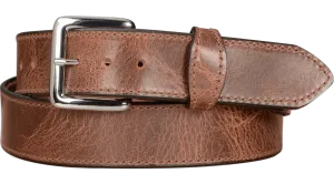 The Lakota: Rustic Brown Stitched Water Buffalo Leather Belt With Snaps 1.50"