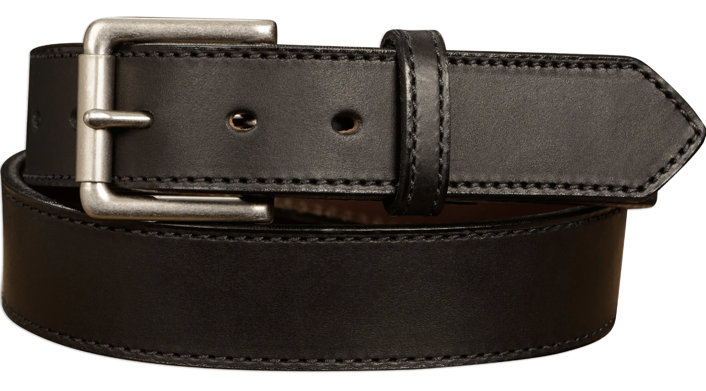 The Rockefeller: Black Stitched Oil Tanned 1.50"
