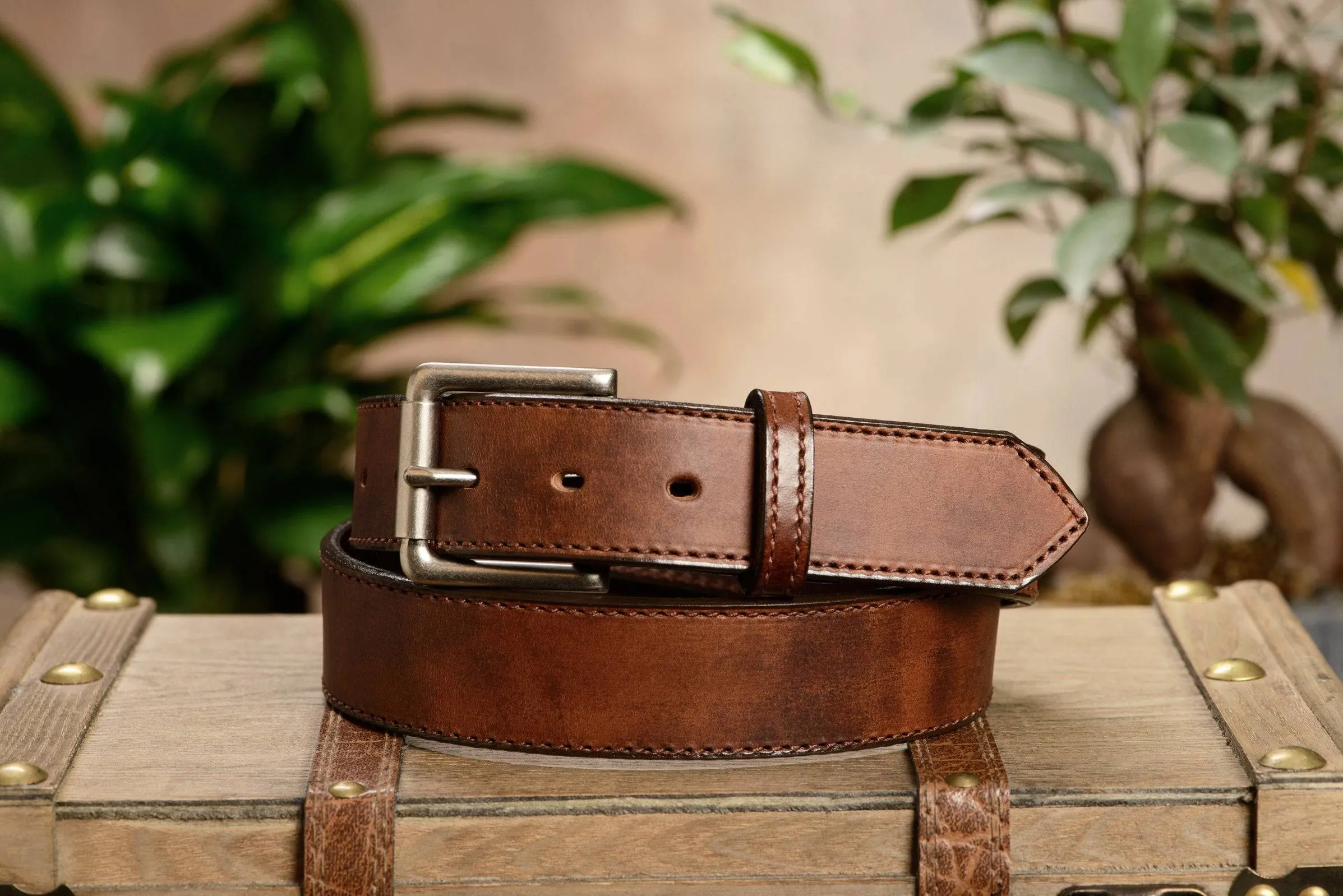 The Rockefeller: Brown Stitched Oil Tanned 1.50"