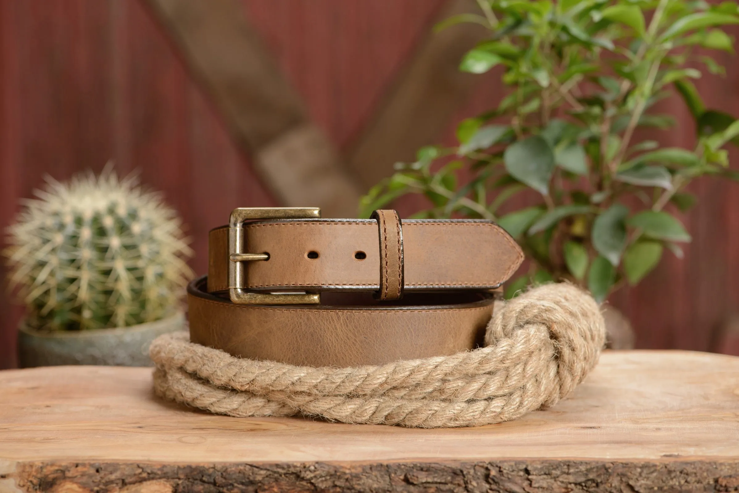 The Rockefeller: Rustic Tan Stitched Oil Tanned 1.50"