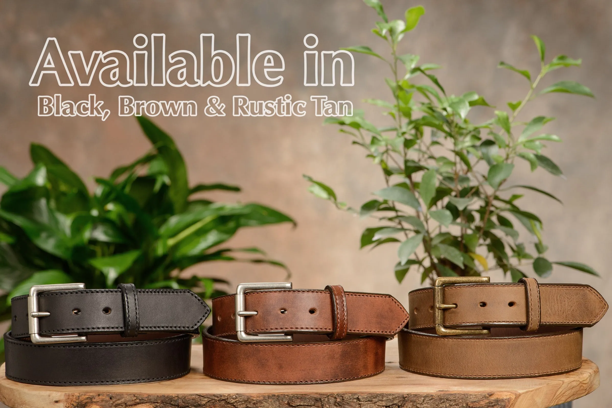 The Rockefeller: Rustic Tan Stitched Oil Tanned 1.50"