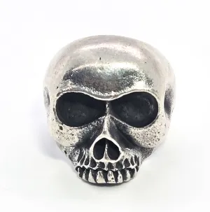 Thick Skull top retro biker solid sterling silver macabre memento mori ring size 7.5