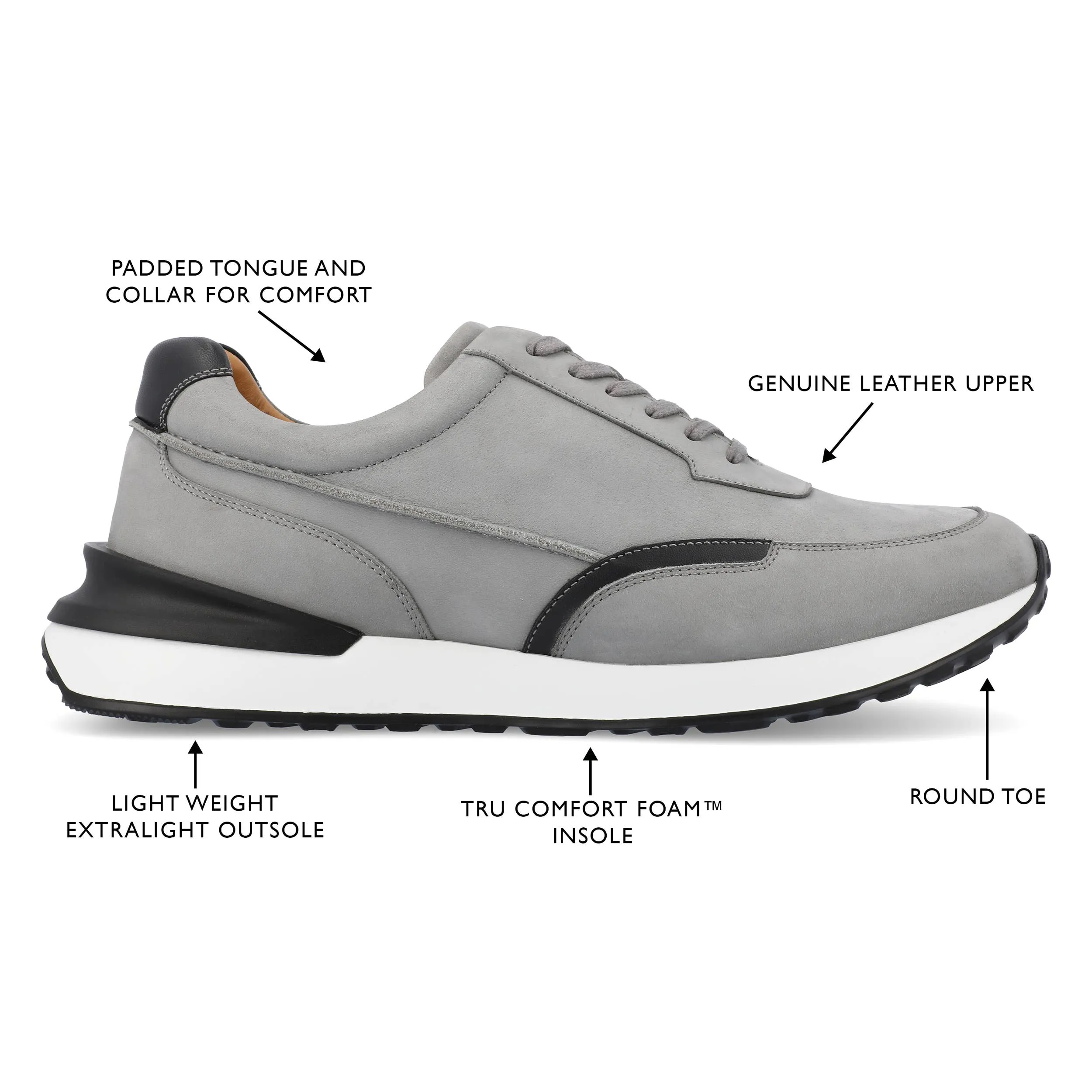 THOMAS & VINE Men's Grey Lowe Casual Leather Sneakers | US Size 10