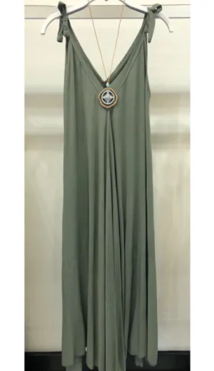 Tie Strap V-neck Maxi Dress