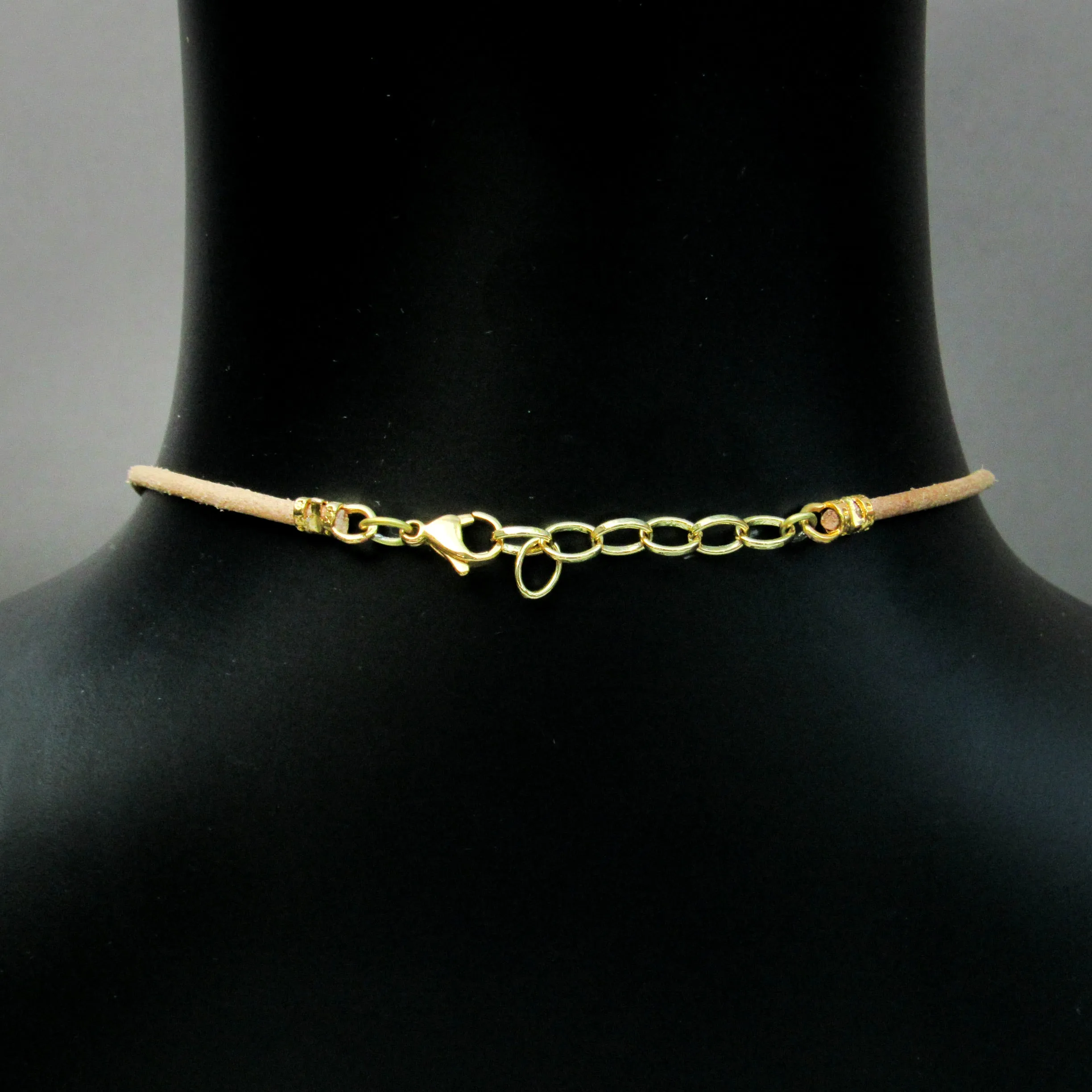 Tiger Eye and Brass Hand Knotted on Natural Leather Necklace