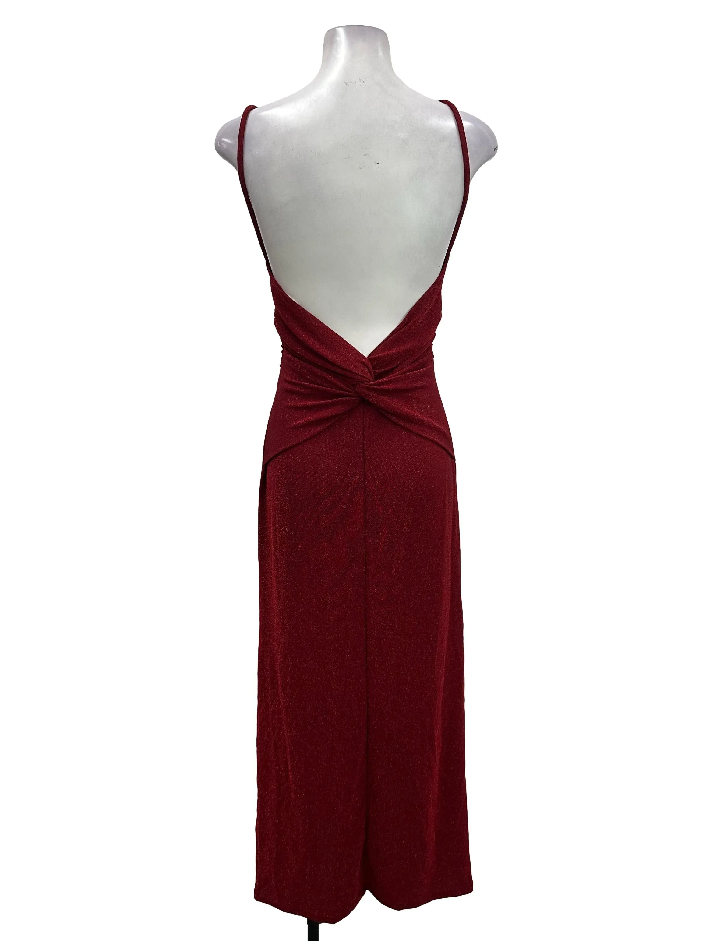 Tinsel Red Low Back Gliter Dress