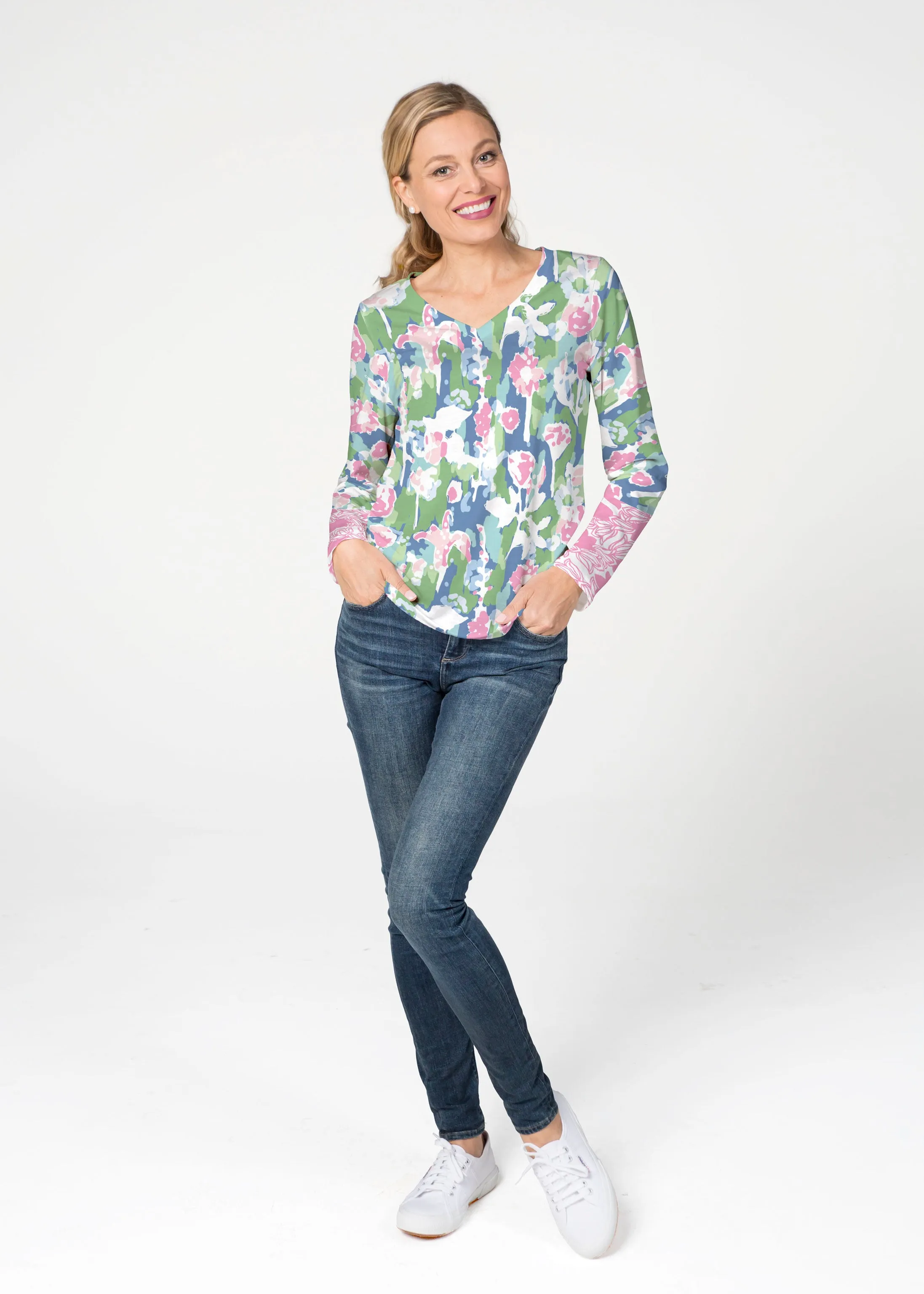 Tiptoe Tulips (20416) ~ French Terry V-neck Top