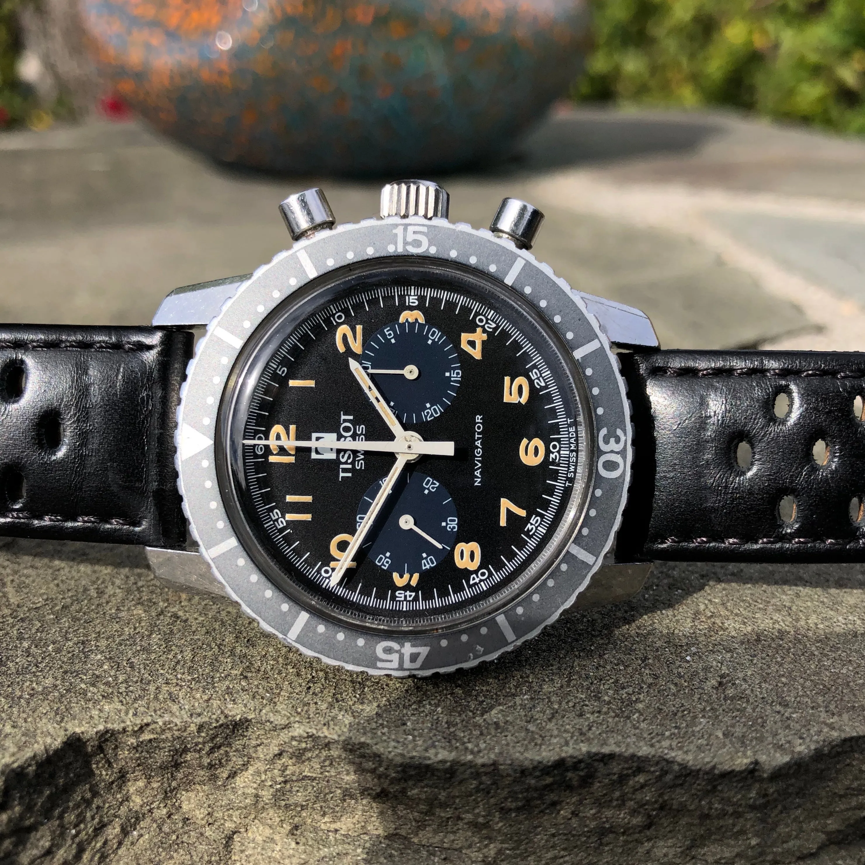 Tissot Navigator Military Chronograph 817 Stainless Steel Compressor Wristwatch