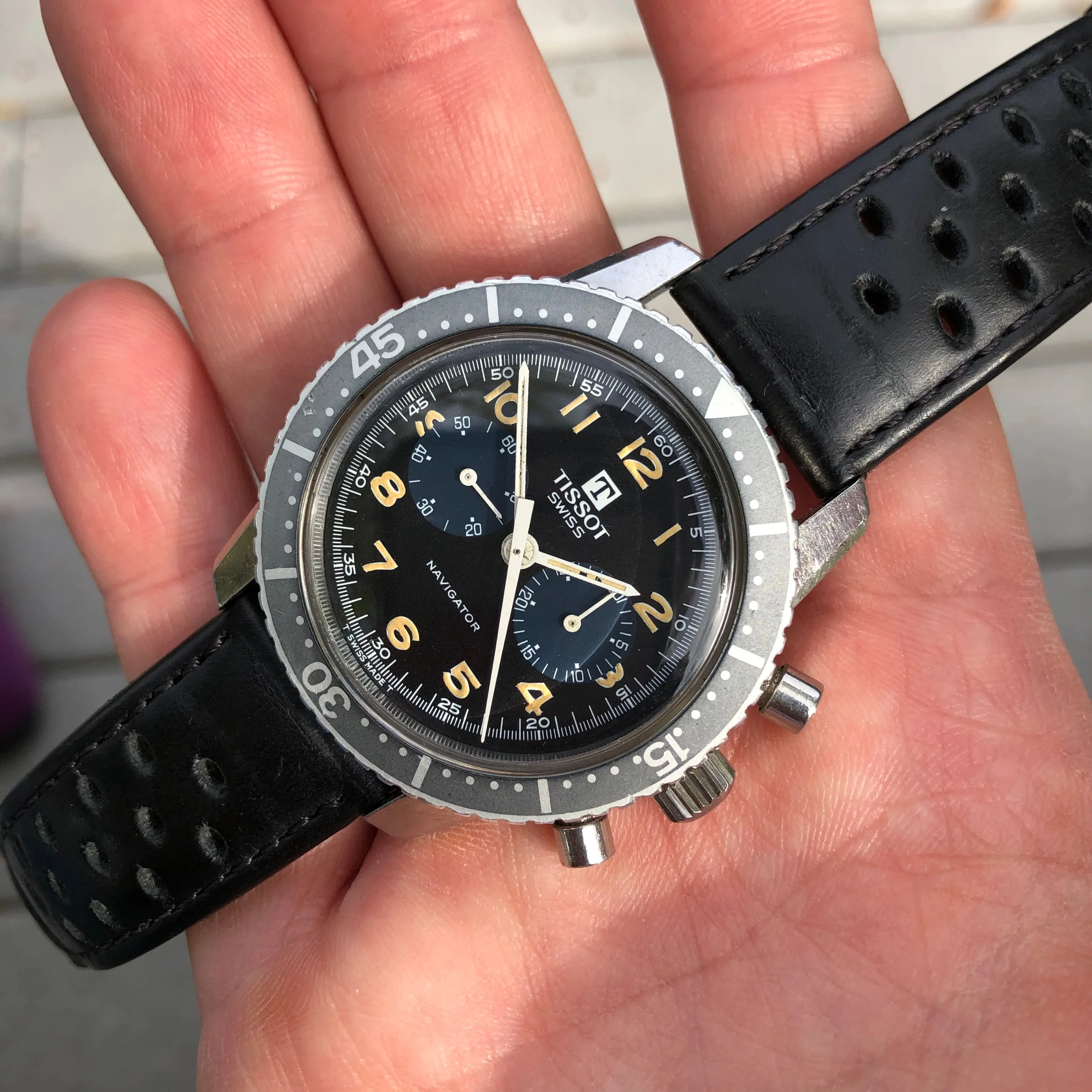 Tissot Navigator Military Chronograph 817 Stainless Steel Compressor Wristwatch