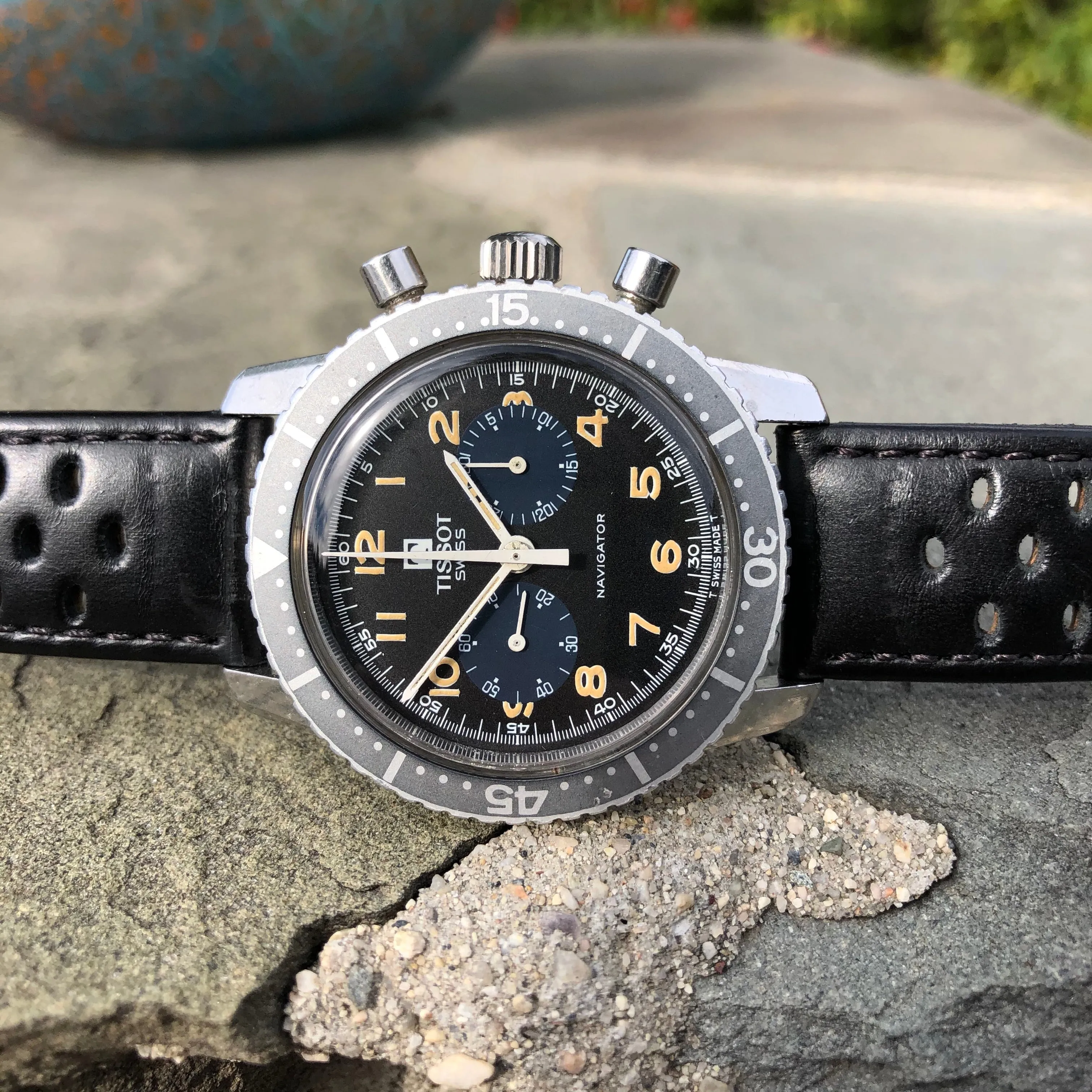 Tissot Navigator Military Chronograph 817 Stainless Steel Compressor Wristwatch