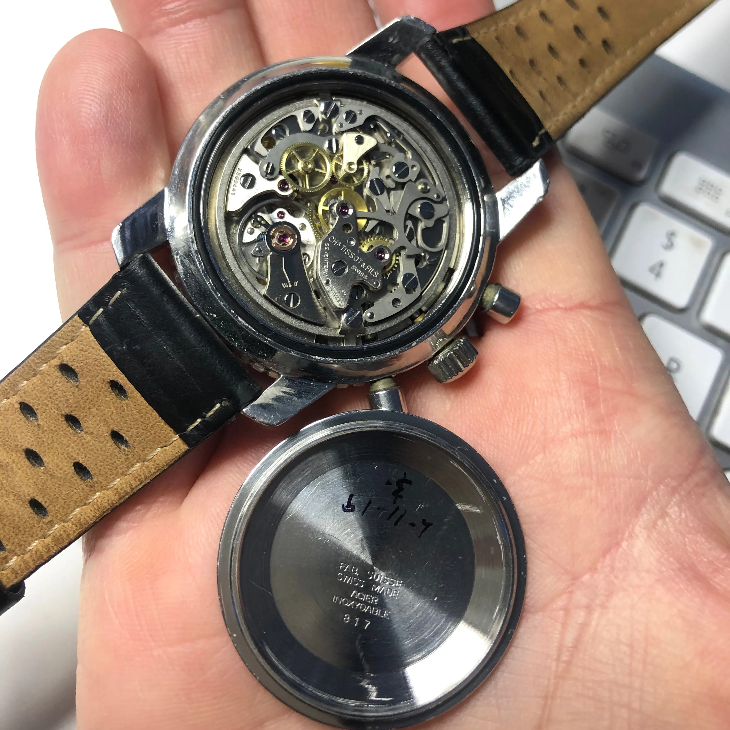 Tissot Navigator Military Chronograph 817 Stainless Steel Compressor Wristwatch