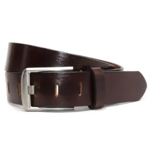 Titanium Wide Pin Brown Leather Belt by Nickel Smart®
