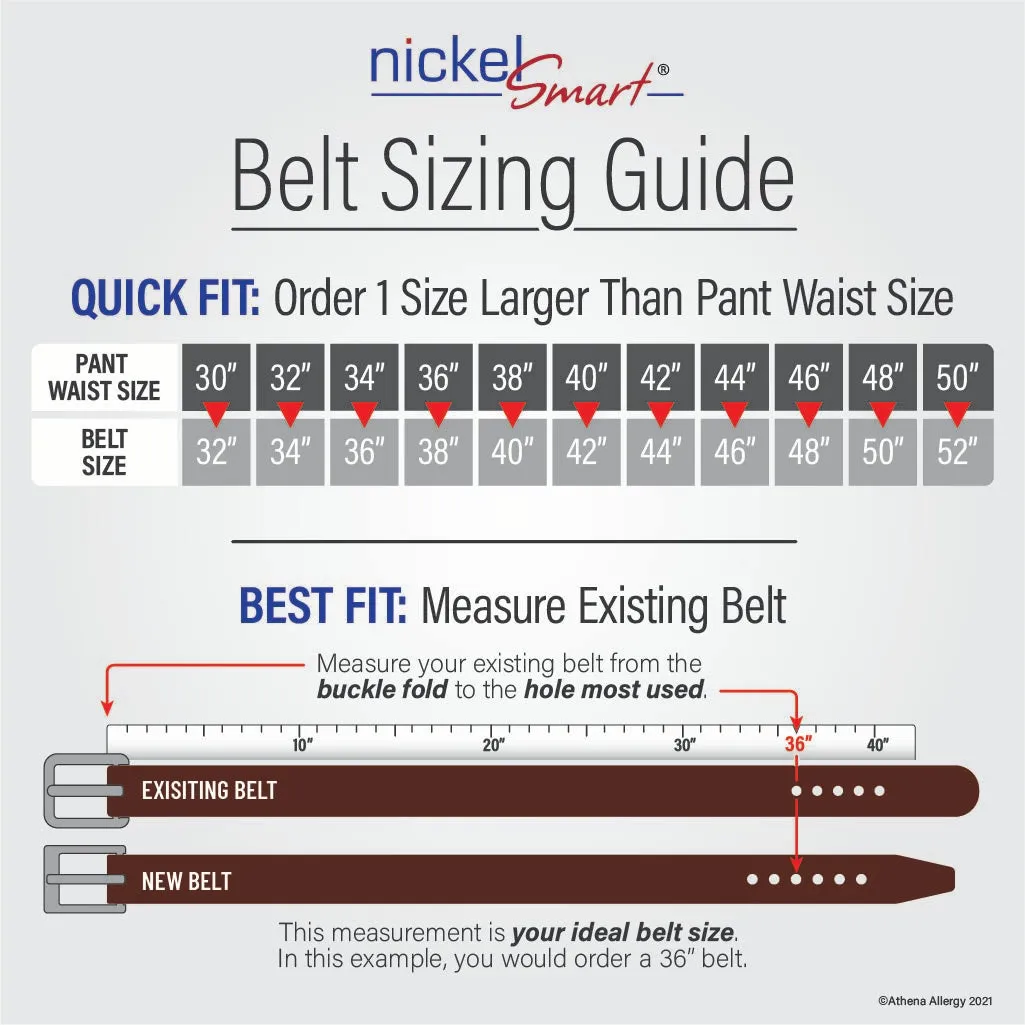 Titanium Wide Pin Brown Leather Belt by Nickel Smart®