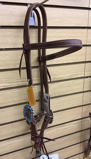 TK10036-00 Headstall Browband Turq Stone Buckles