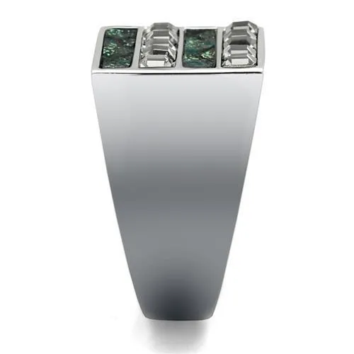 TK2861 High polished (no plating) Stainless Steel Ring with Leather in Assorted