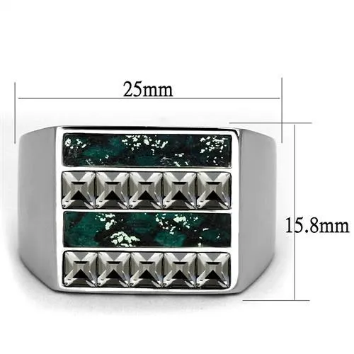 TK2861 High polished (no plating) Stainless Steel Ring with Leather in Assorted