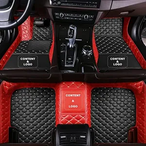 TOBILE Custom Personalized Leather Car Floor Mats Set (Black Red)