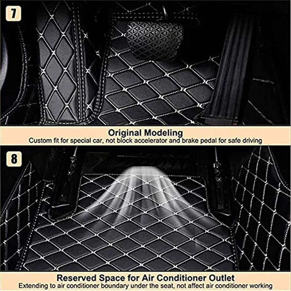 TOBILE Custom Personalized Leather Car Floor Mats Set (Black Red)