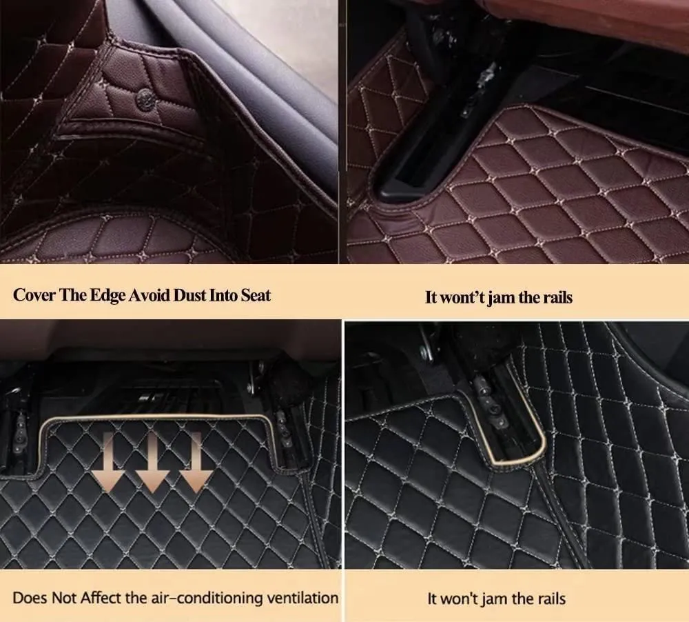 TOBILE Custom Personalized Leather Car Floor Mats Set (Black Red)