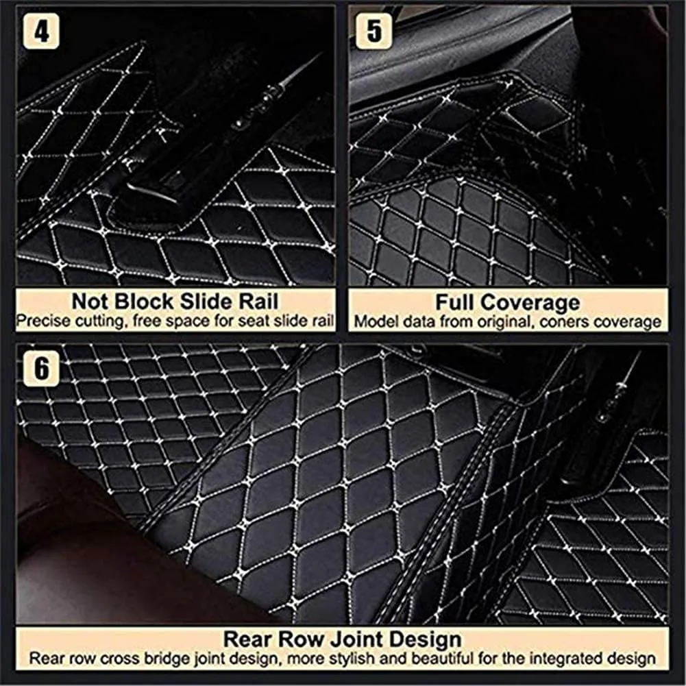 TOBILE Custom Personalized Leather Car Floor Mats Set (Black Red)