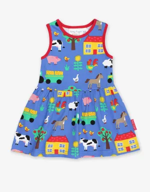 Toby Tiger Organic Print Summer Dress - Farm