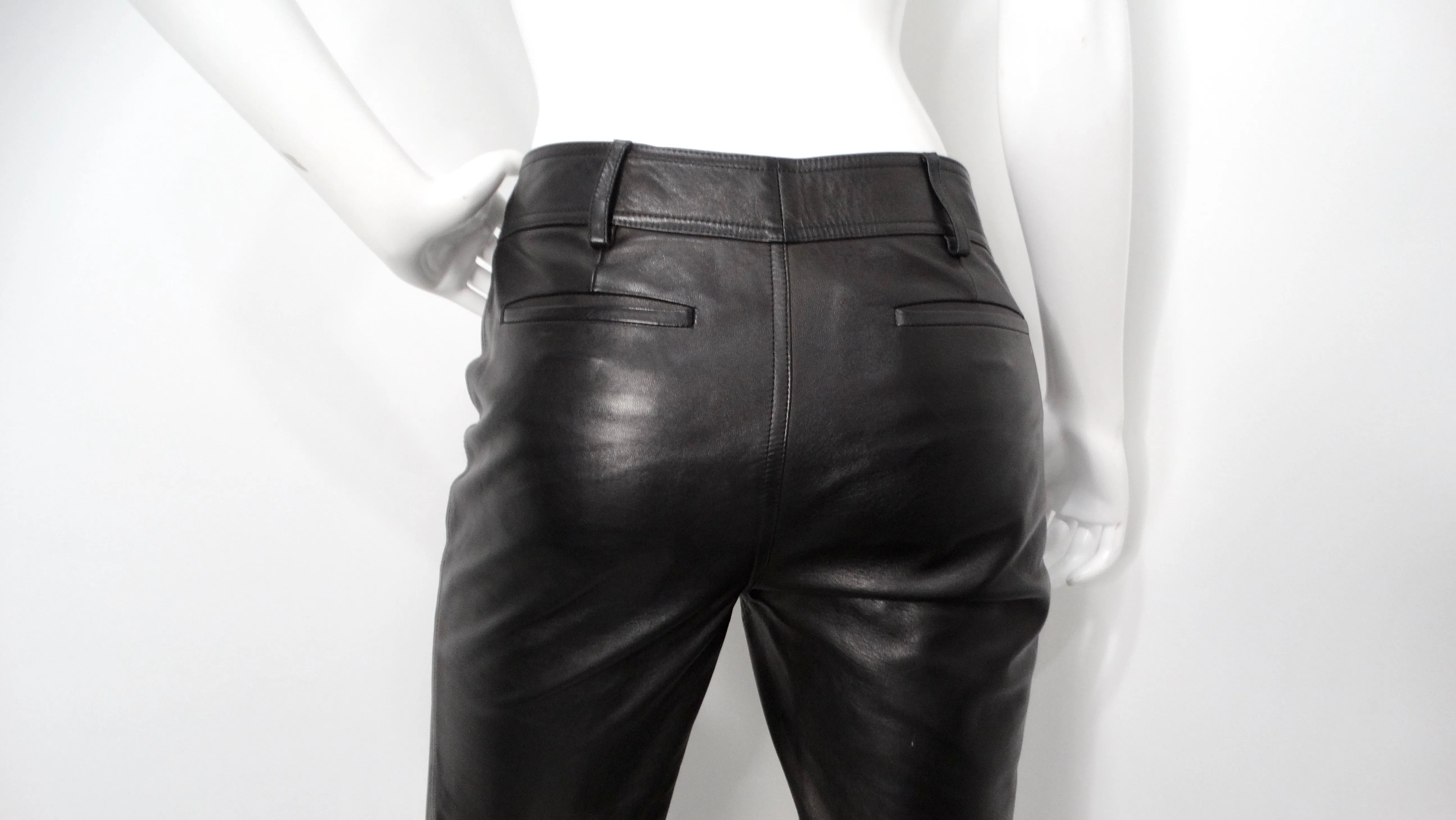 Tom Ford for Gucci 1990s Black Lambskin Leather Flare Pants