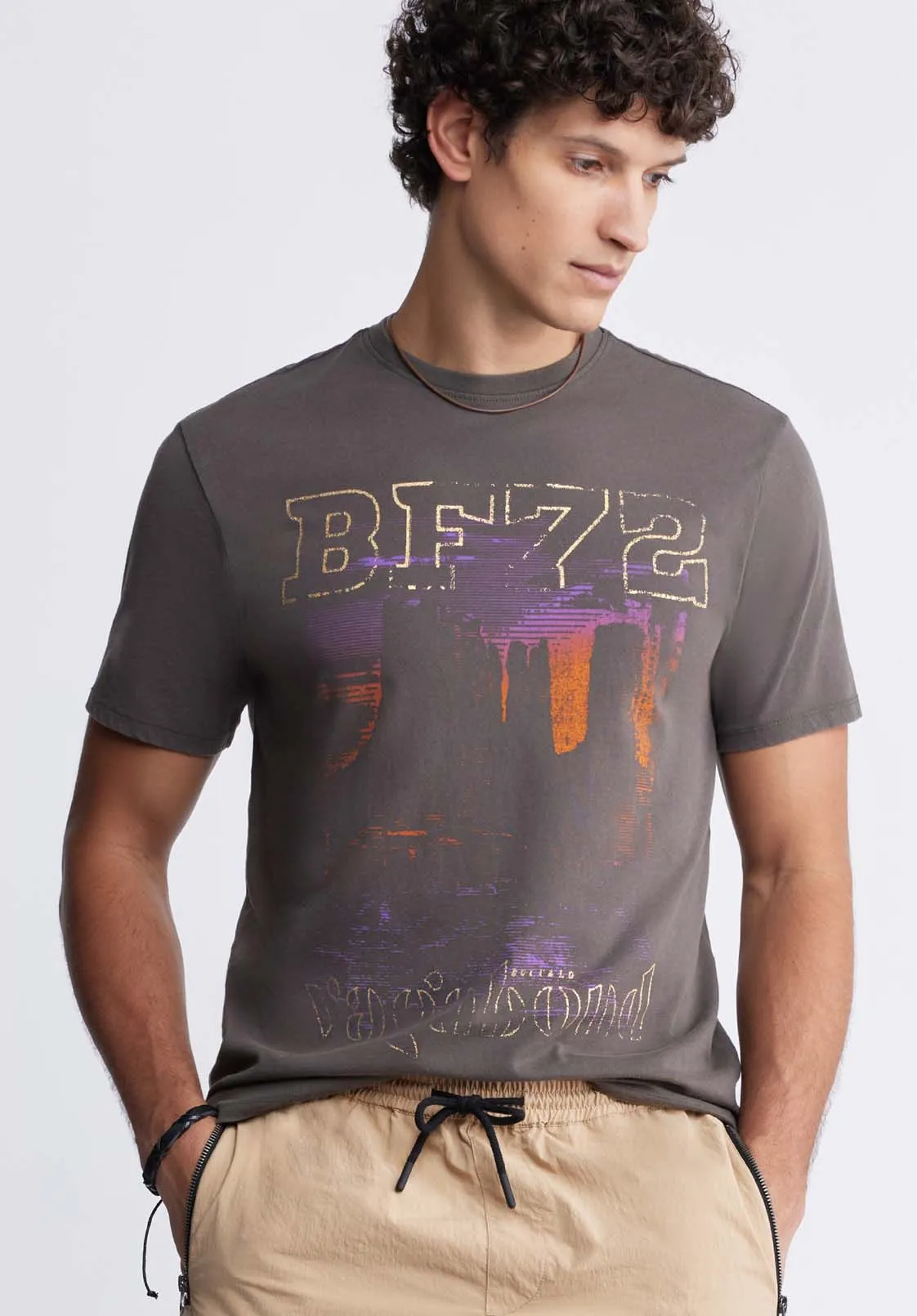 Tomer Men's Graphic T-shirt in Charcoal Grey - BM24324