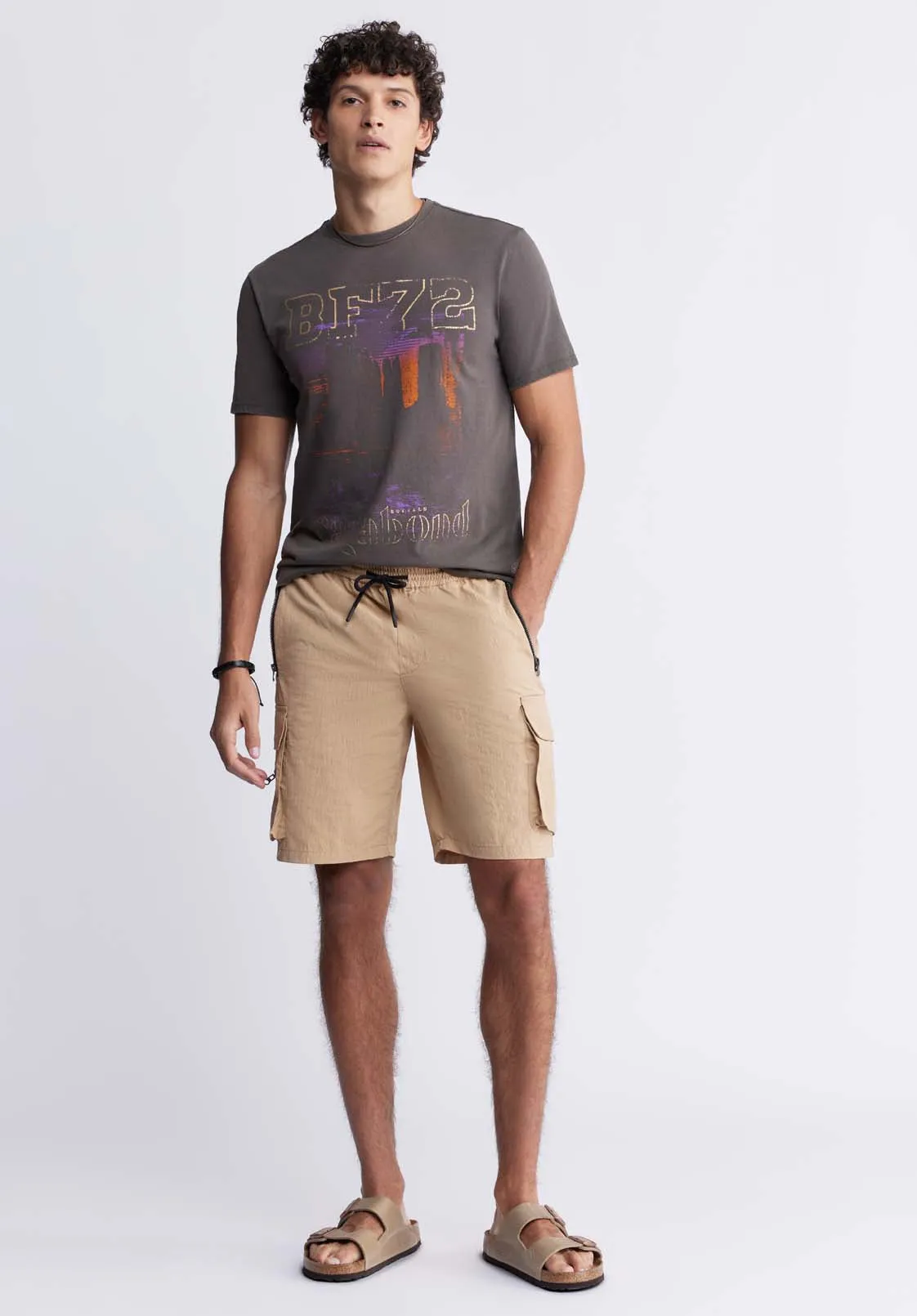 Tomer Men's Graphic T-shirt in Charcoal Grey - BM24324