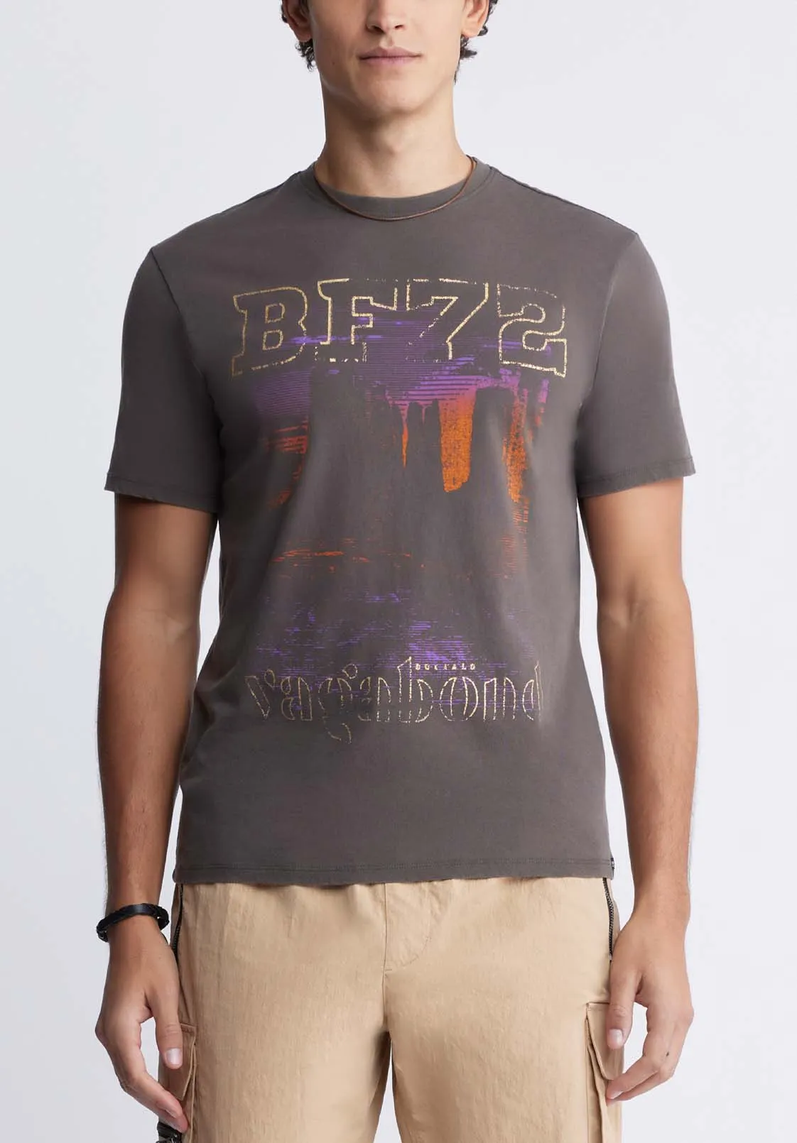 Tomer Men's Graphic T-shirt in Charcoal Grey - BM24324
