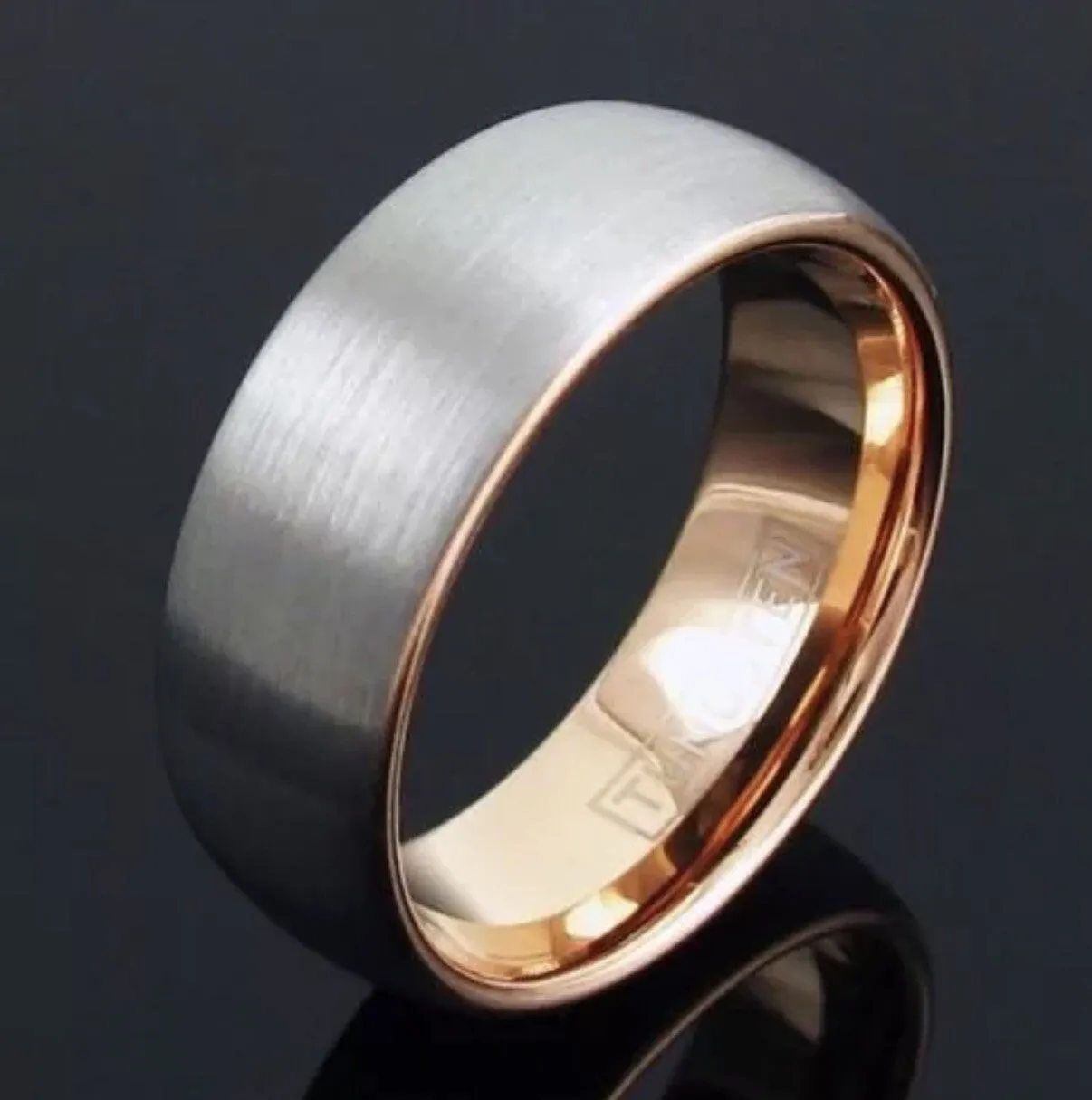 Tungsten & Rose Gold Men's Wedding Band