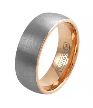 Tungsten & Rose Gold Men's Wedding Band