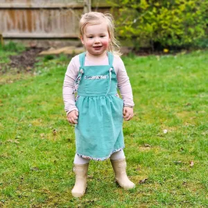 Turquoise Corduroy Pinafore Dress (Pre-order)