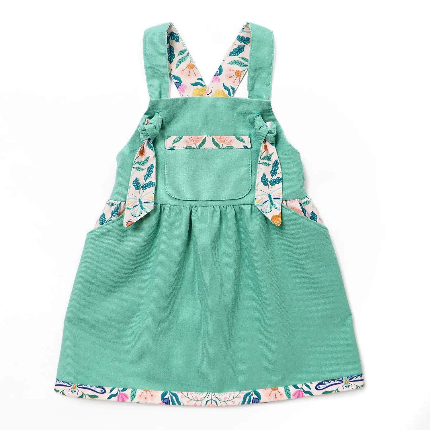 Turquoise Corduroy Pinafore Dress (Pre-order)