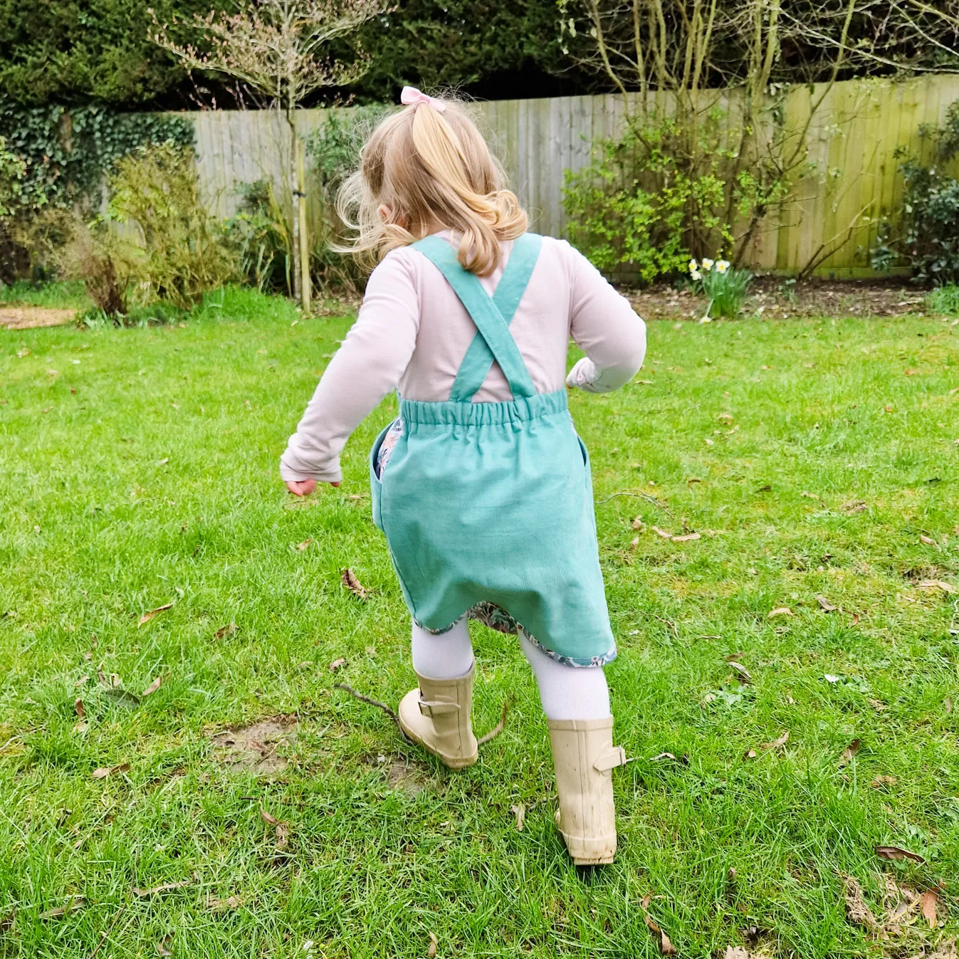Turquoise Corduroy Pinafore Dress (Pre-order)