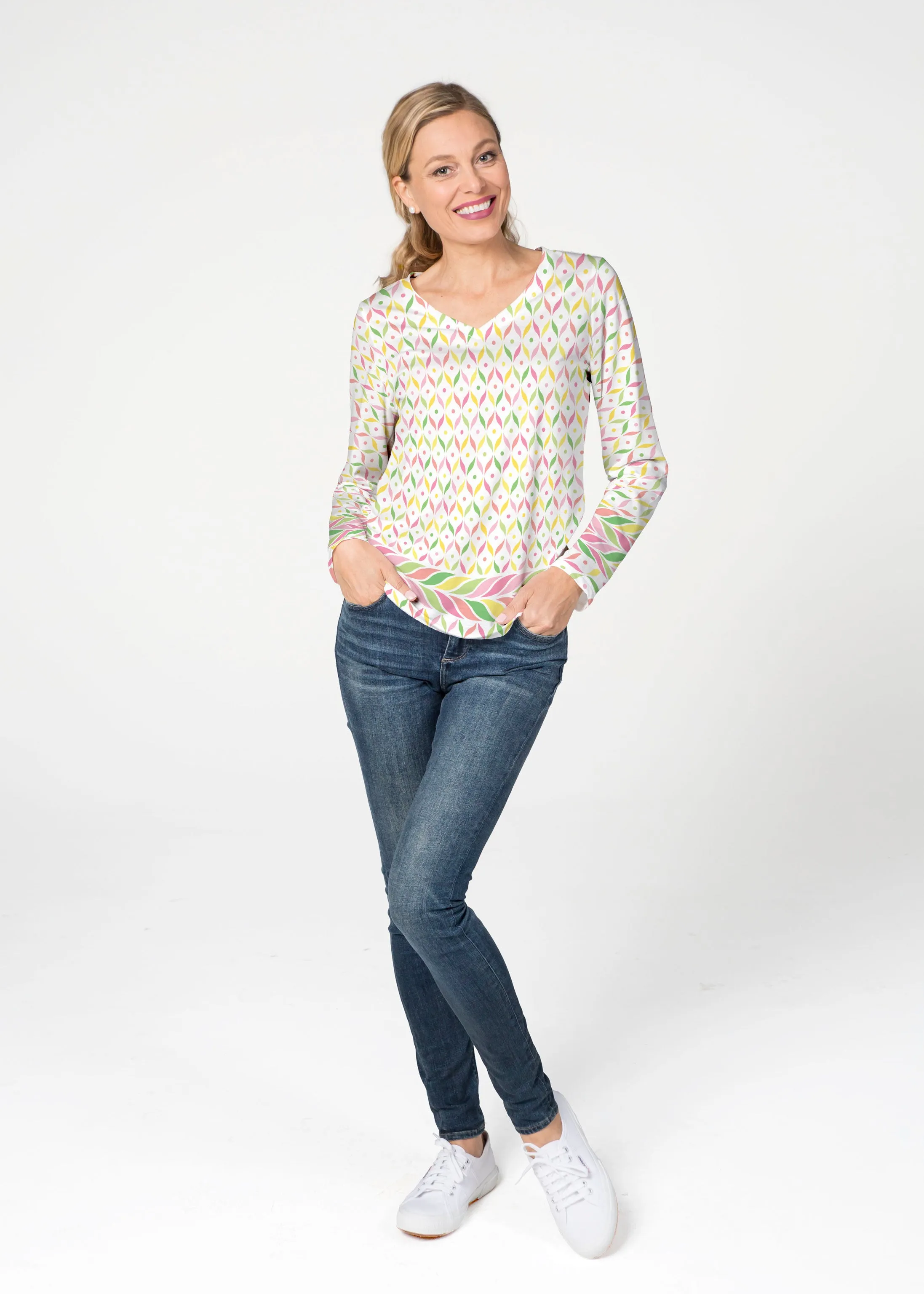 Tutti Fruitti (8036) ~ French Terry V-neck Top