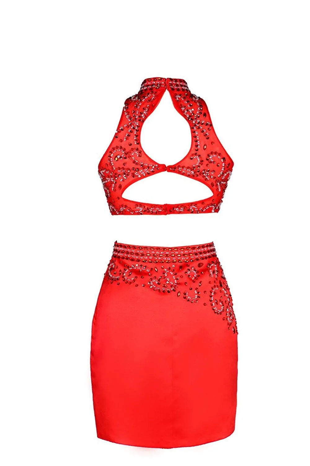 Two Pieces Beads Crytal Cocktail Dresses
