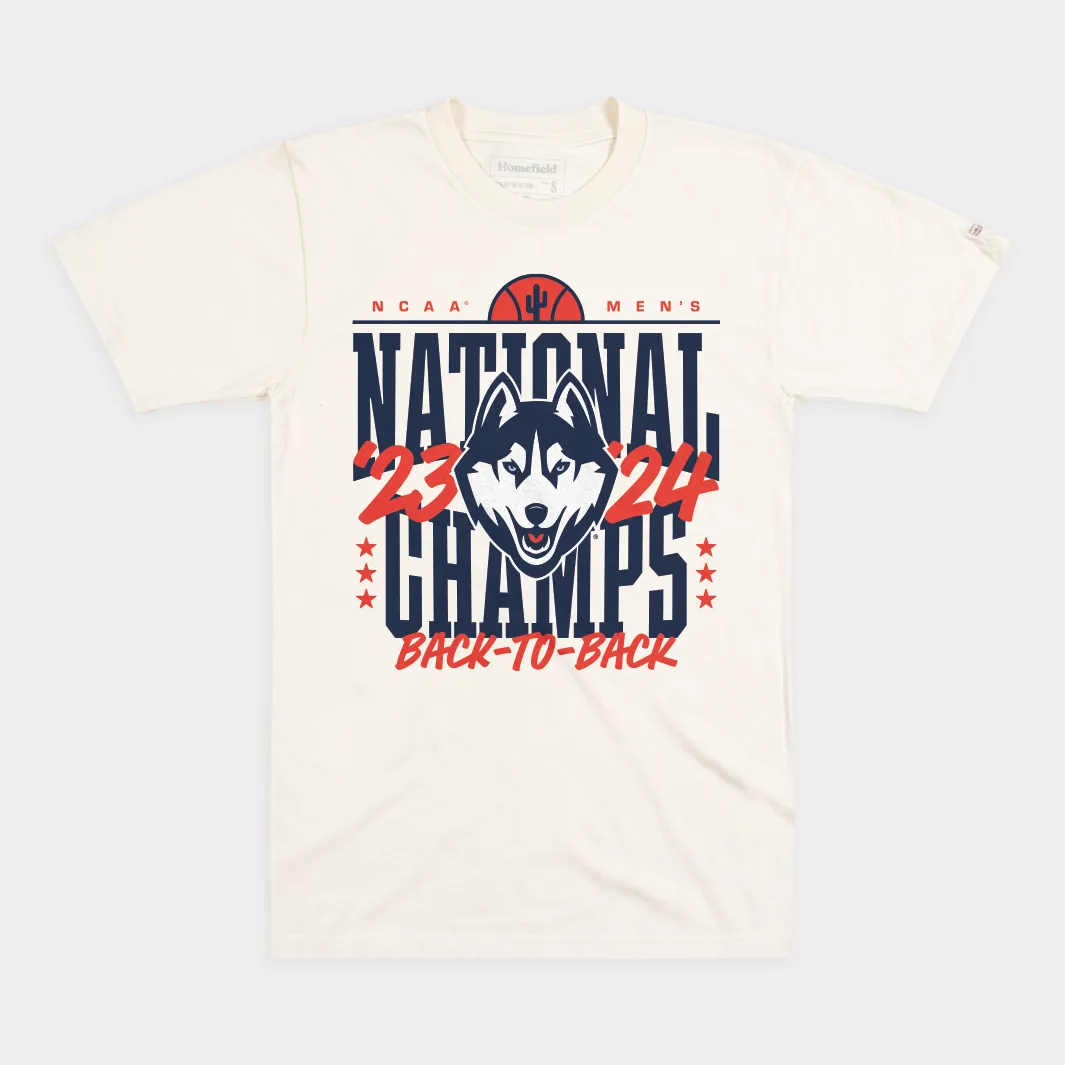 UConn Men's Basketball 2023 and 2024 Champions Tee