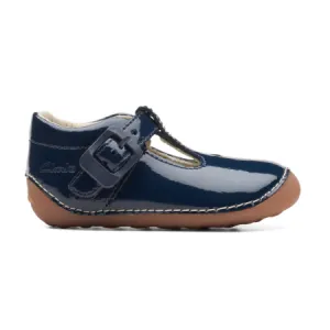 UK 2.5 Navy Patent Tiny Beat T Bar